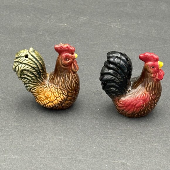Vintage Ceramic Rooster Salt & Pepper Shakers‎ Set  Farmhouse Rustic Country - Picture 7 of 10